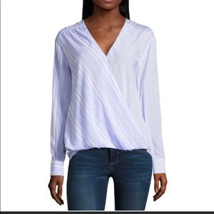 a.n.a. Surplice Wrap Front shirttail Blouse Sz L